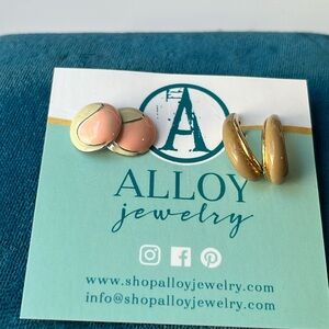 027 Set of two vintage enamel pierced earrings